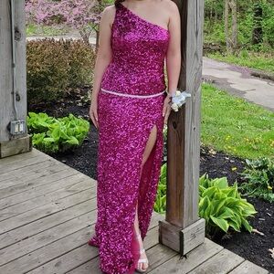Sherri Hill Pink Sequin Prom Dress